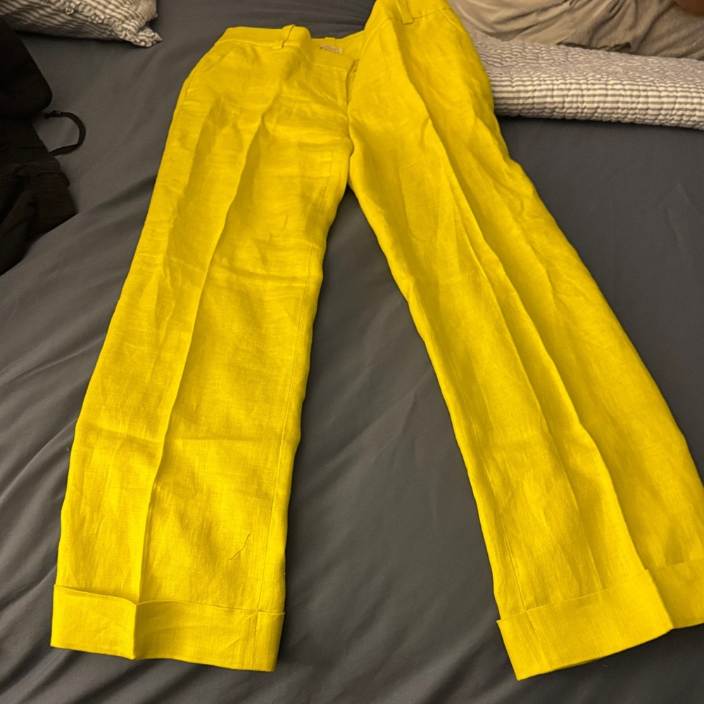 J. Crew Sunny Yellow Linen Trousers